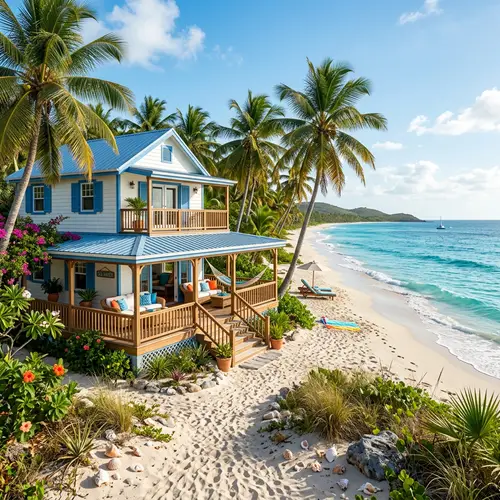 Tranquil Beach House with Palm Trees | Seaside Retreat