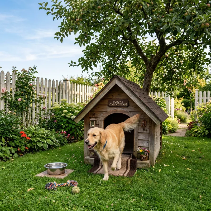 Rustic Dog House - Unique Canine Shelter in Picturesque Setting Rustic Dog House - Unique Canine Shelter in Picturesque Setting