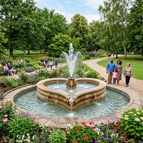 Heart-Shaped Fountain: A Park's Majestic Centerpiece