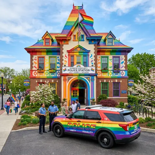 Colorful Police Station: Symbol of Diversity and Inclusivity