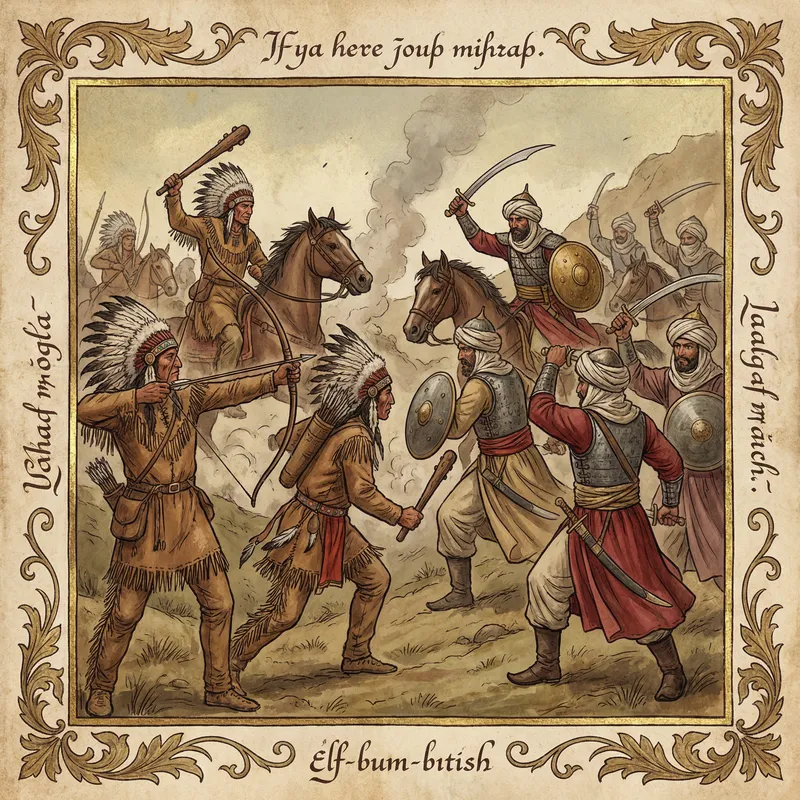 15th Century Seminole vs Ottoman Army Battle Painting 15th Century Seminole vs Ottoman Army Battle Painting