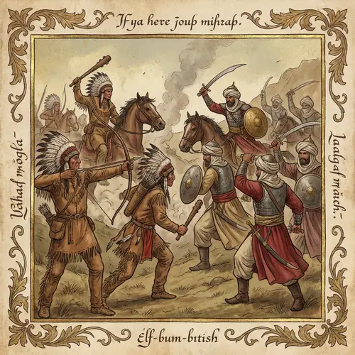 Seminole vs Ottoman Army Battle Painting 15th Century