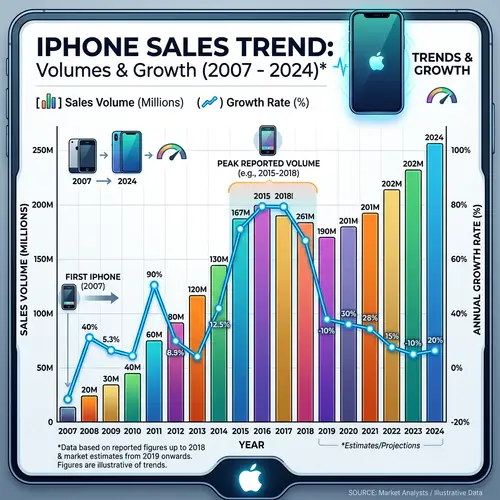 Colorful iPhone Sales Infographic: Trends & Growth Rates