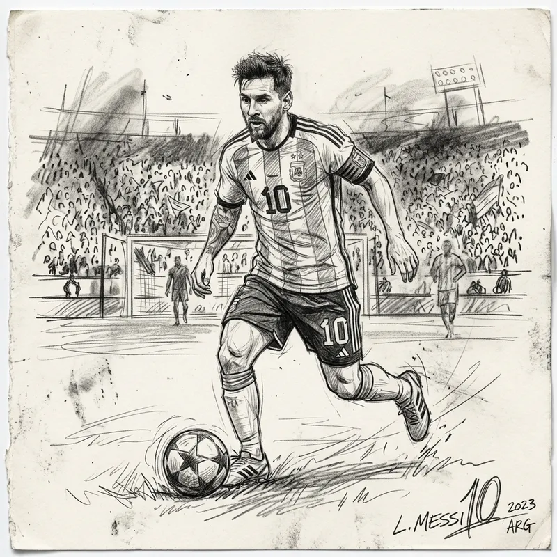Messi Sketch | Artistic Portrait of a Soccer Legend Messi Sketch | Artistic Portrait of a Soccer Legend