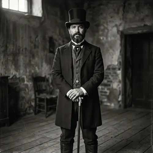 Black and White Victorian Portrait of Elegant Man