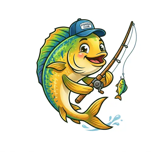 Cheerful Cartoon Dorado Fish Mascot for Your Logo