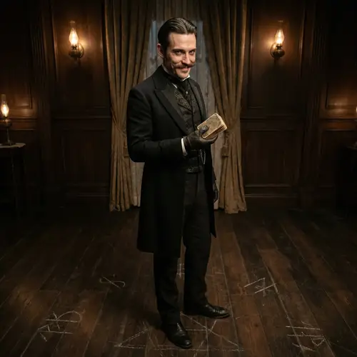 Mysterious Man in 19th-Century Attire | Dark Ambiguity Portrait