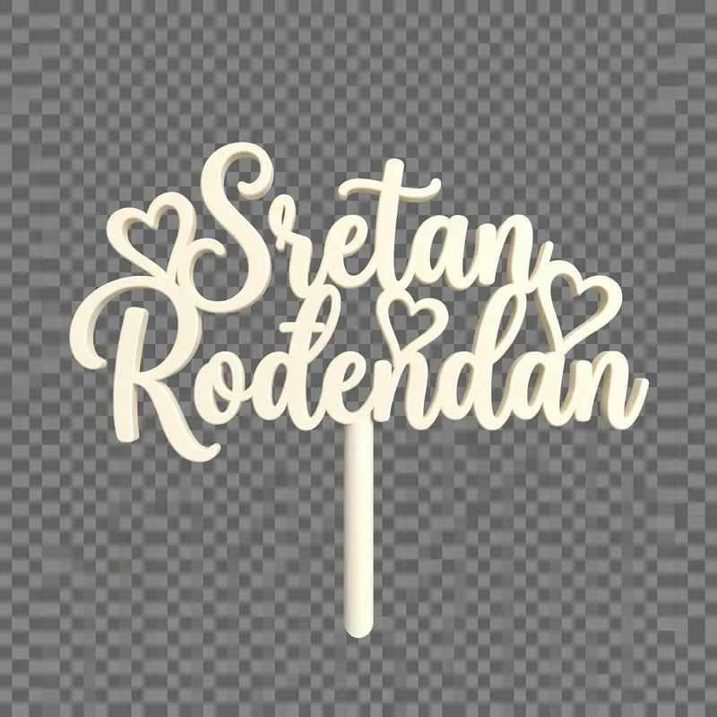 Elegant 3D Cake Topper - Sretan Rođendan Design