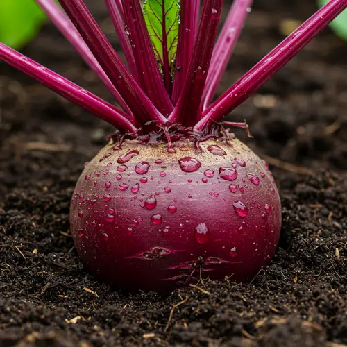 Fresh Beets in a Rainy Garden Bed
