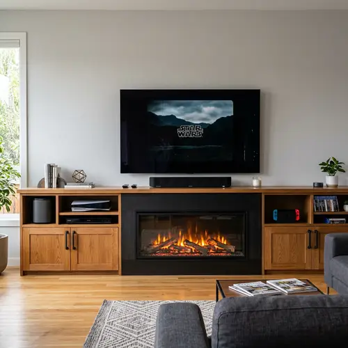 Modern Modular TV Unit with Electric Fire Feature