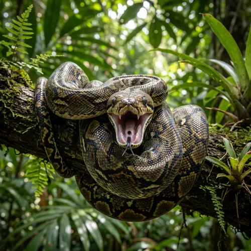 Majestic Python Snake in Natural Habitat | Exotic Wildlife Scene