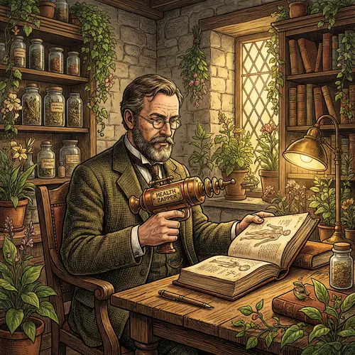 Traditional Style Health Zapper Illustration in Apothecary | Study of Device Effects