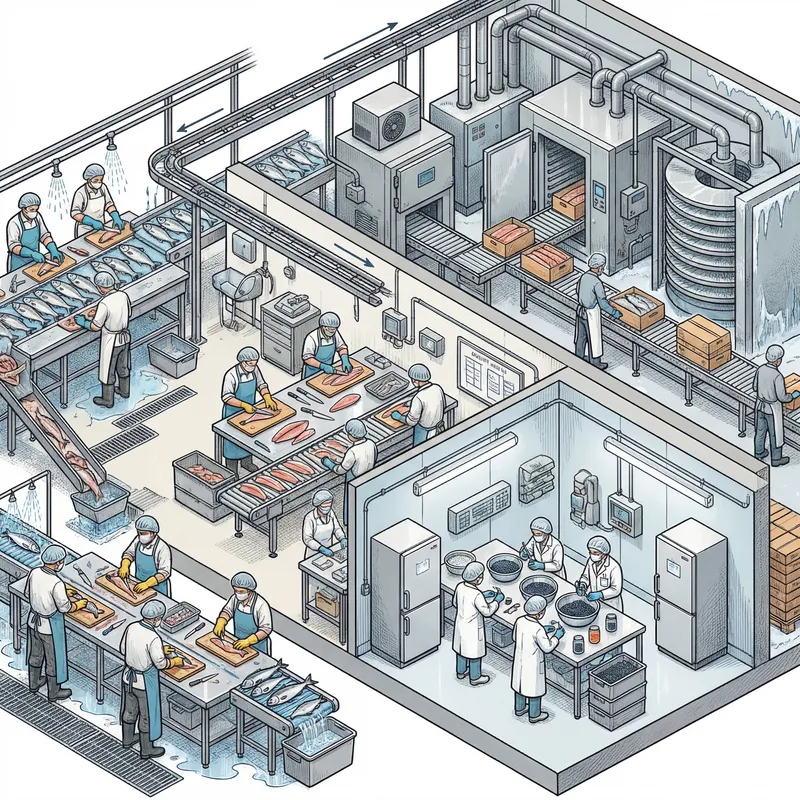 Fish Production: Caviar, Gutting, Filleting & Freezing Schematic