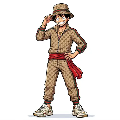 High-Fashion Monkey D. Luffy in Gucci Streetwear