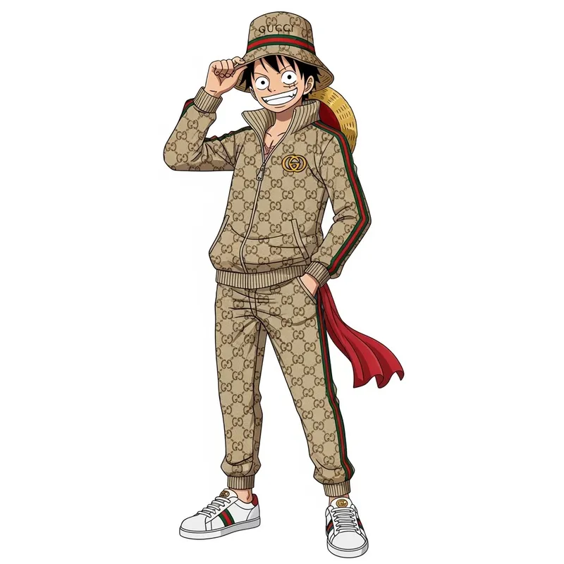 High-Fashion Monkey D. Luffy in Gucci Streetwear