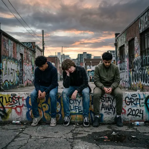 Melancholic Urban Youths at Sunset