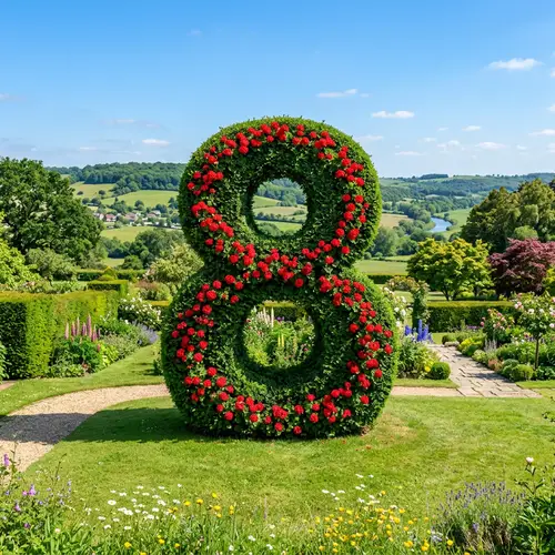 Number 8 Lined with Red Flowers