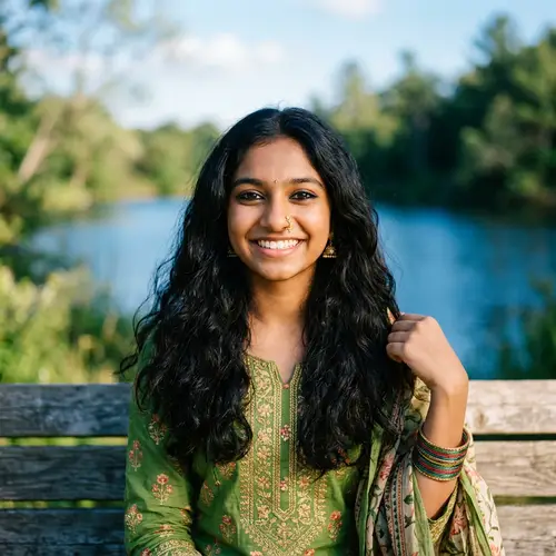 Beautiful South Asian Teenage Girl Portrait - Bright Smile & Traditional Dress