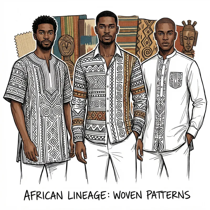 Trendy African Men's Shirt Designs with Unique Line Patterns