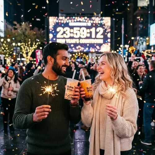 Festive New Year Celebration with Bubble Tea Toast