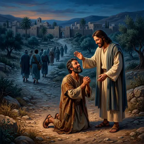 Devotional Samaritan Scene at Dusk