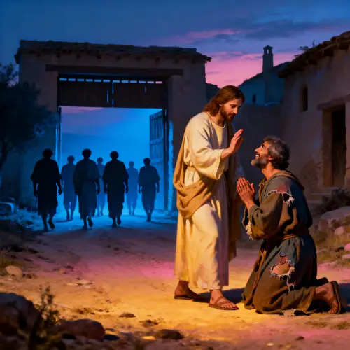 Devotional Samaritan Scene at Dusk