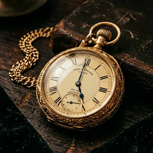 Intricate Gold Vintage Pocket Watch - Time 5 o'clock