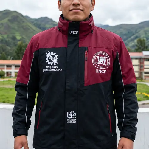 Waterproof Jacket in Black and Maroon with UNCP Logos