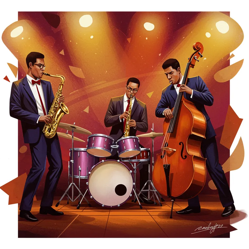 Vibrant Jazz Band Performance in Retro Style