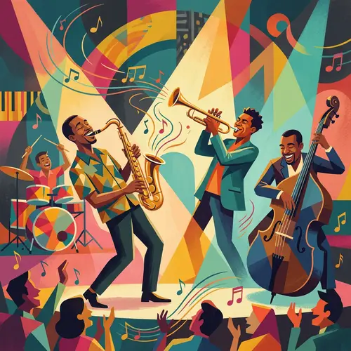 Vibrant Jazz Band Performance in Retro Style