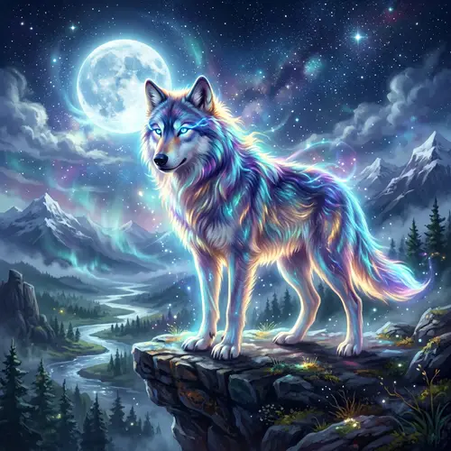 Majestic Mystical Wolf Art | Ethereal Digital Painting