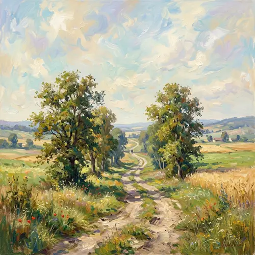 Majestic Impressionist Rural Landscape Painting