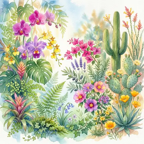 Diverse Plants in Watercolor Art | Botanical Tableau