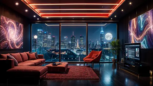 Futuristic Cyberpunk Living Room Design Ideas