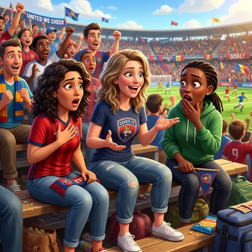 Vivid 3D Animation: Middle-Aged Soccer Moms in Intense Conversation