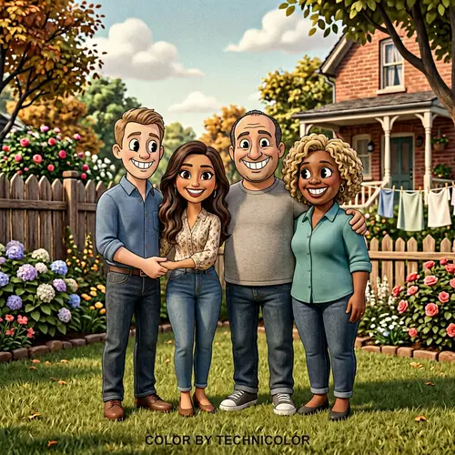 Cheerful Family Photo in 3D Animation Style | Brotherly Love Captured