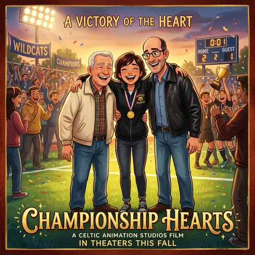 Emotive Pixar-Style Movie Poster: Young Woman with Two Men