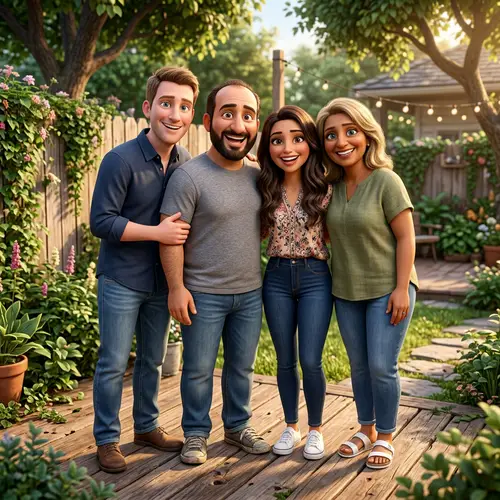 Heartwarming Familial Bond 3D Animation in Backyard
