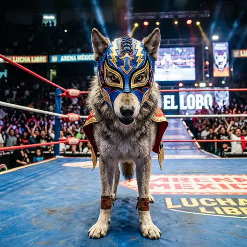 Wolf in Lucha Libre Mask - Intriguing Image