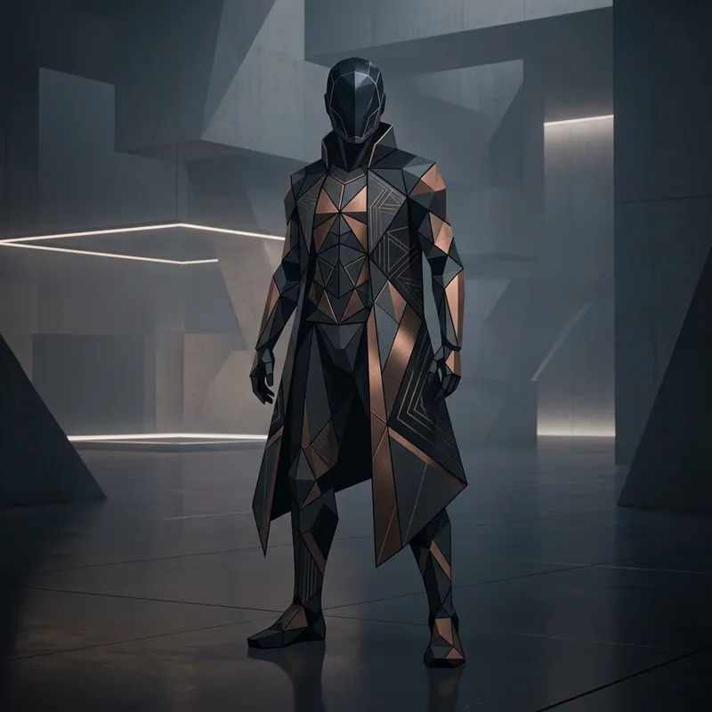 Modern Faceless Figure Art with Geometric Patterns