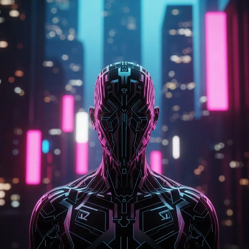 Modern Faceless Figure Art with Geometric Patterns