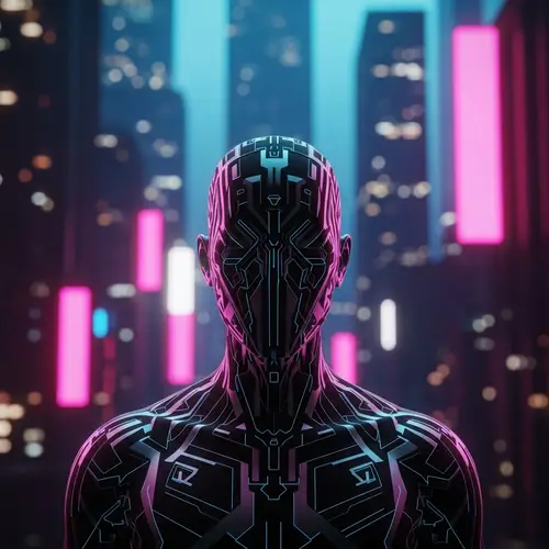 Modern Faceless Figure Art with Geometric Patterns