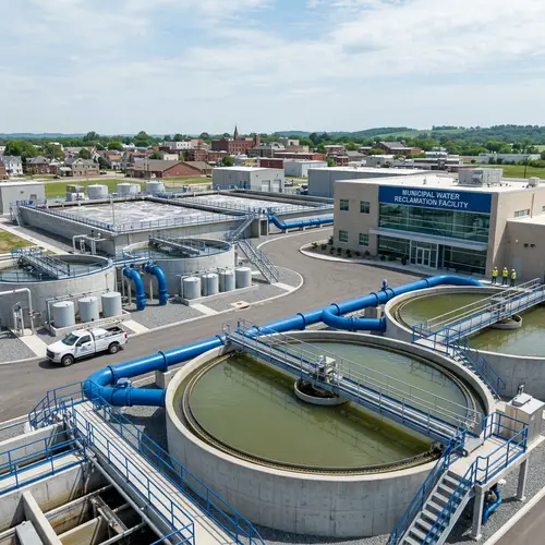 Water Treatment Plant: Blue Hex #004A97 Design