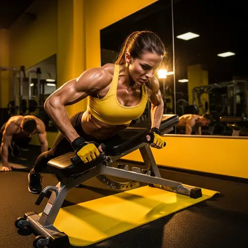 Intense Ab Crunches by a Ripped Female Bodybuilder