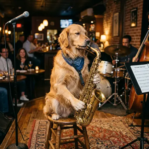 Dog Playing Saxophone - Fun Pet Talent
