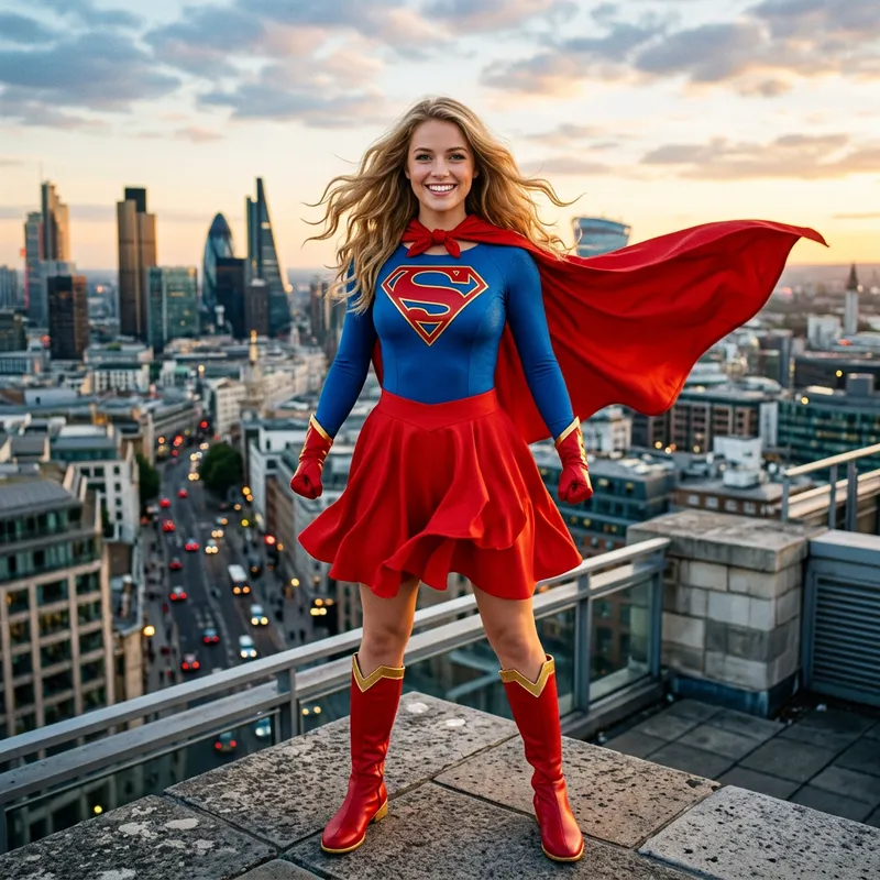 Young Woman Superheroine 'S' Costume - Powerful & Confident