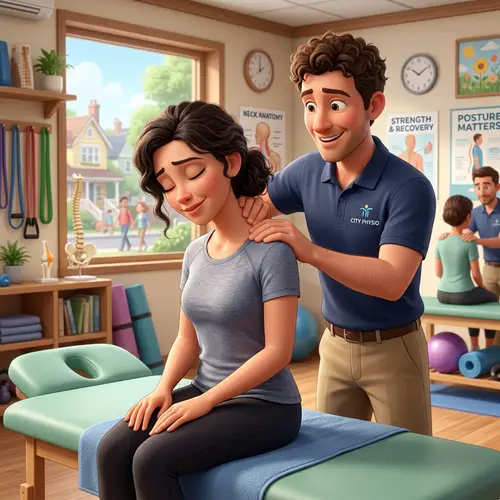 Pixar-Style Illustration of Physiotherapy Treatment