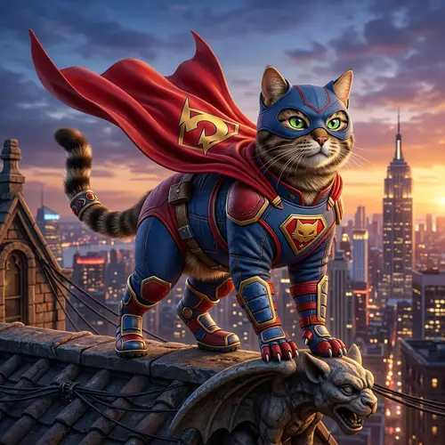 Tabby Cat Marvel Superhero Costume | 3D Illustration
