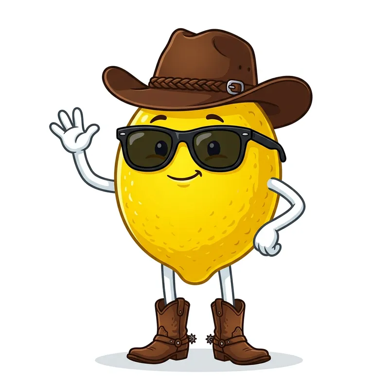 Yellow Lemon with Sunglasses and Cowboy Hat