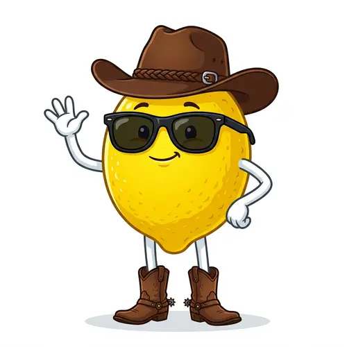 Yellow Lemon with Sunglasses and Cowboy Hat